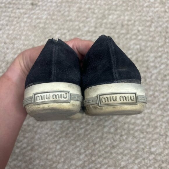 Miu Miu Black Flats with Silver Toe Cap - Picture 7 of 13